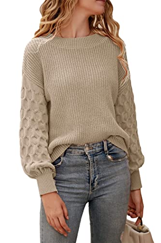 PRETTYGARDEN Women's Fall 2025 Pullover Sweater Casual Long Sleeve Loose Chunky Knit Tops Blouse Winter Fashion Clothing, Apricot, L : Amazon.co.uk: Fashion