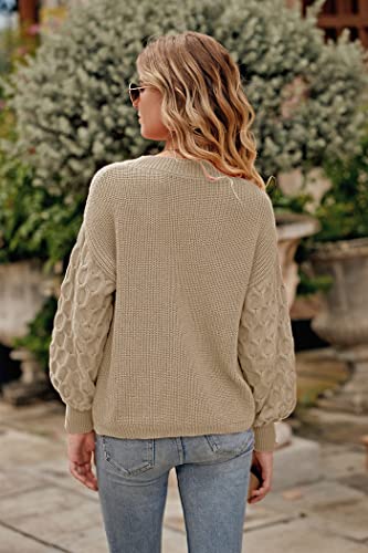 PRETTYGARDEN Women's Fall 2025 Pullover Sweater Casual Long Sleeve Loose Chunky Knit Tops Blouse Winter Fashion Clothing, Apricot, L : Amazon.co.uk: Fashion