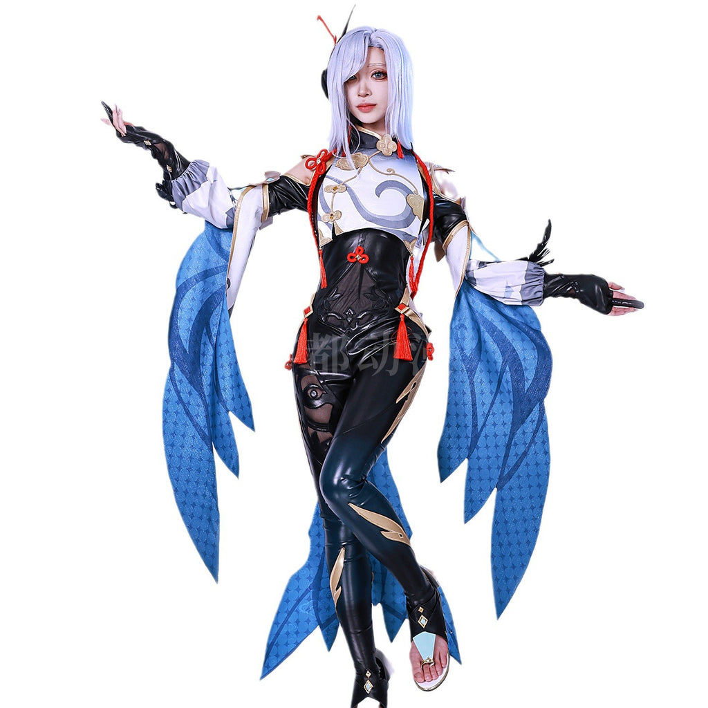 High matching Shenhe cos clothes Genshin Impact Shenhe leather one-piece clothes cosplay clothes anime animation clothes female