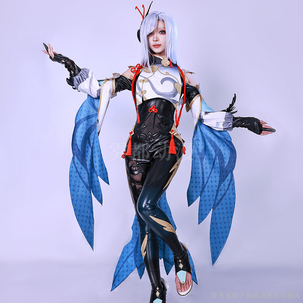 High matching Shenhe cos clothes Genshin Impact Shenhe leather one-piece clothes cosplay clothes anime animation clothes female