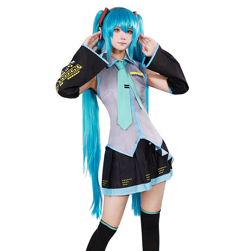 Virtual idol cos clothes formula clothes patent leather cosplay women's clothes anime cartoon girl JK clothes complete set