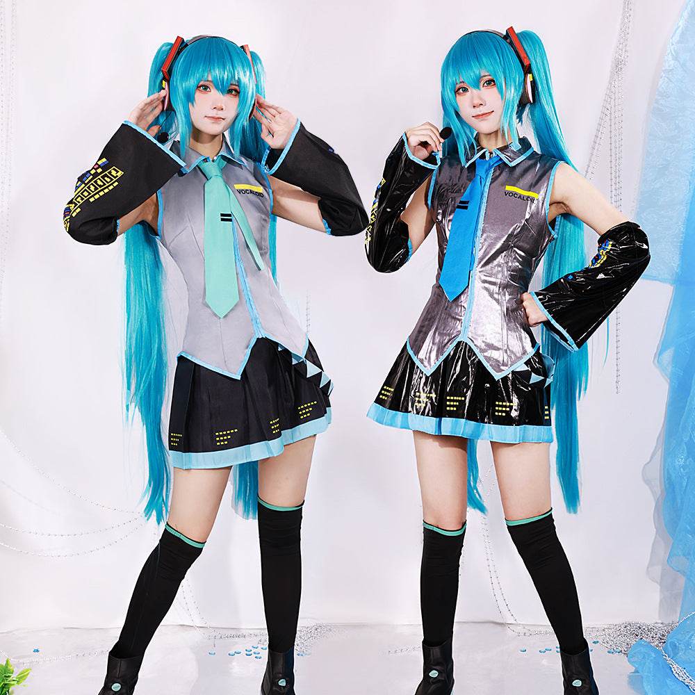 Virtual idol cos clothes formula clothes patent leather cosplay women's clothes anime cartoon girl JK clothes complete set
