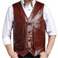Men’s Classic Brown Leather Biker Vest