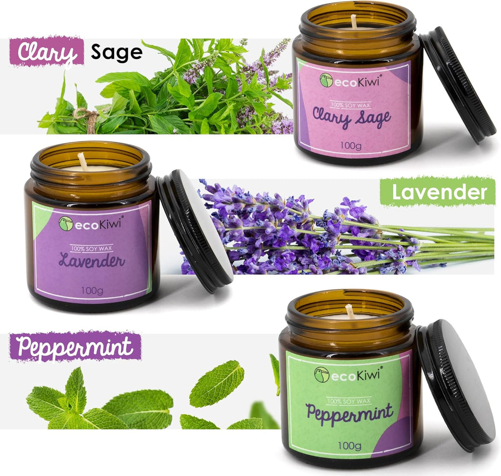 Scented Soy Candle Trio – 18% Essential Oil Content