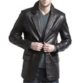 Mens Elegant Black Leather Blazer