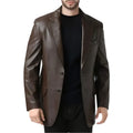 Men’s Brown Leather Blazer Coat