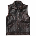 Men’s Vintage Brown Motorcycle Leather Vest