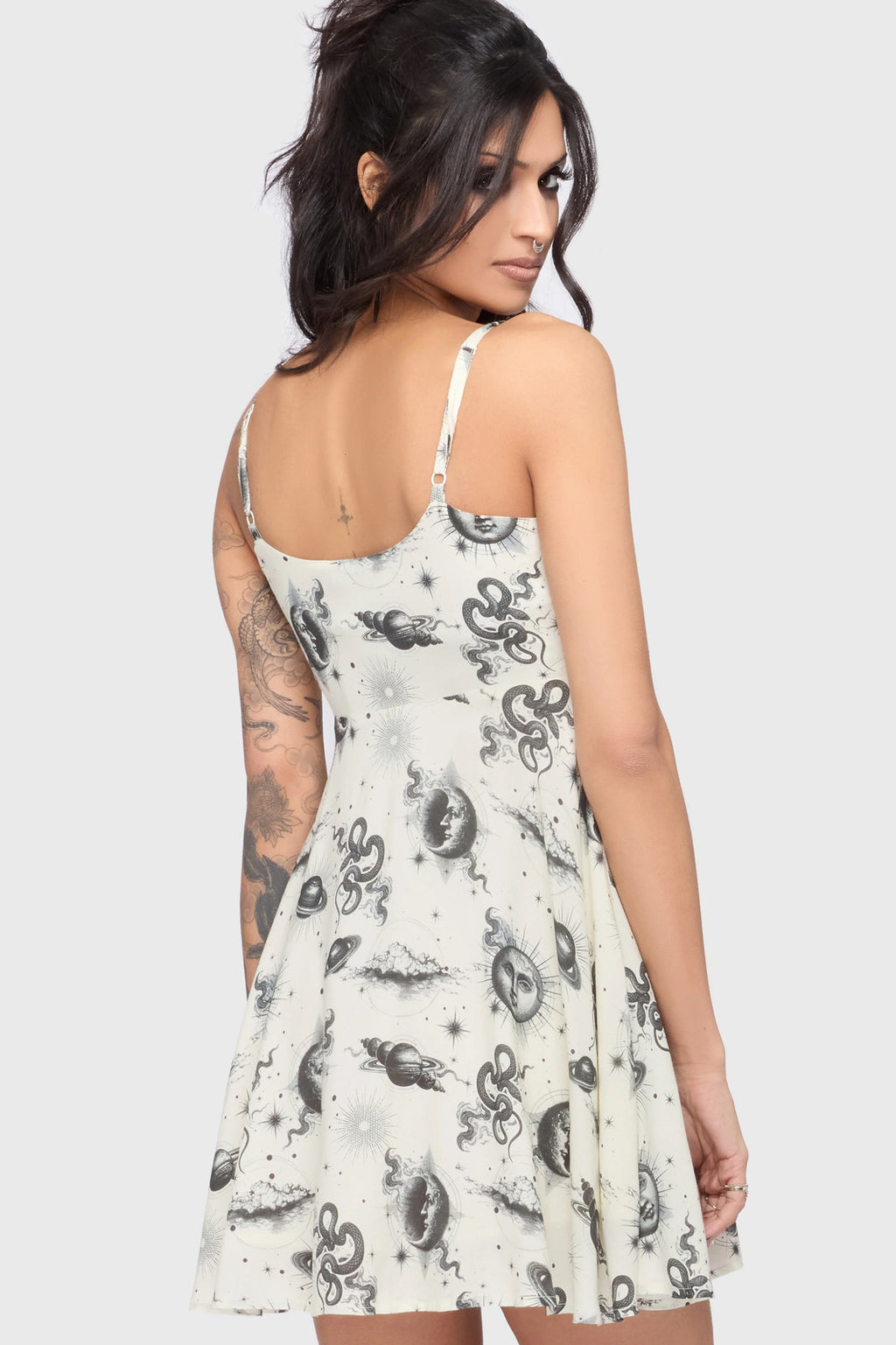 Killstar Celestial Night Mini Dress Womens V-Neck Goth Alternative