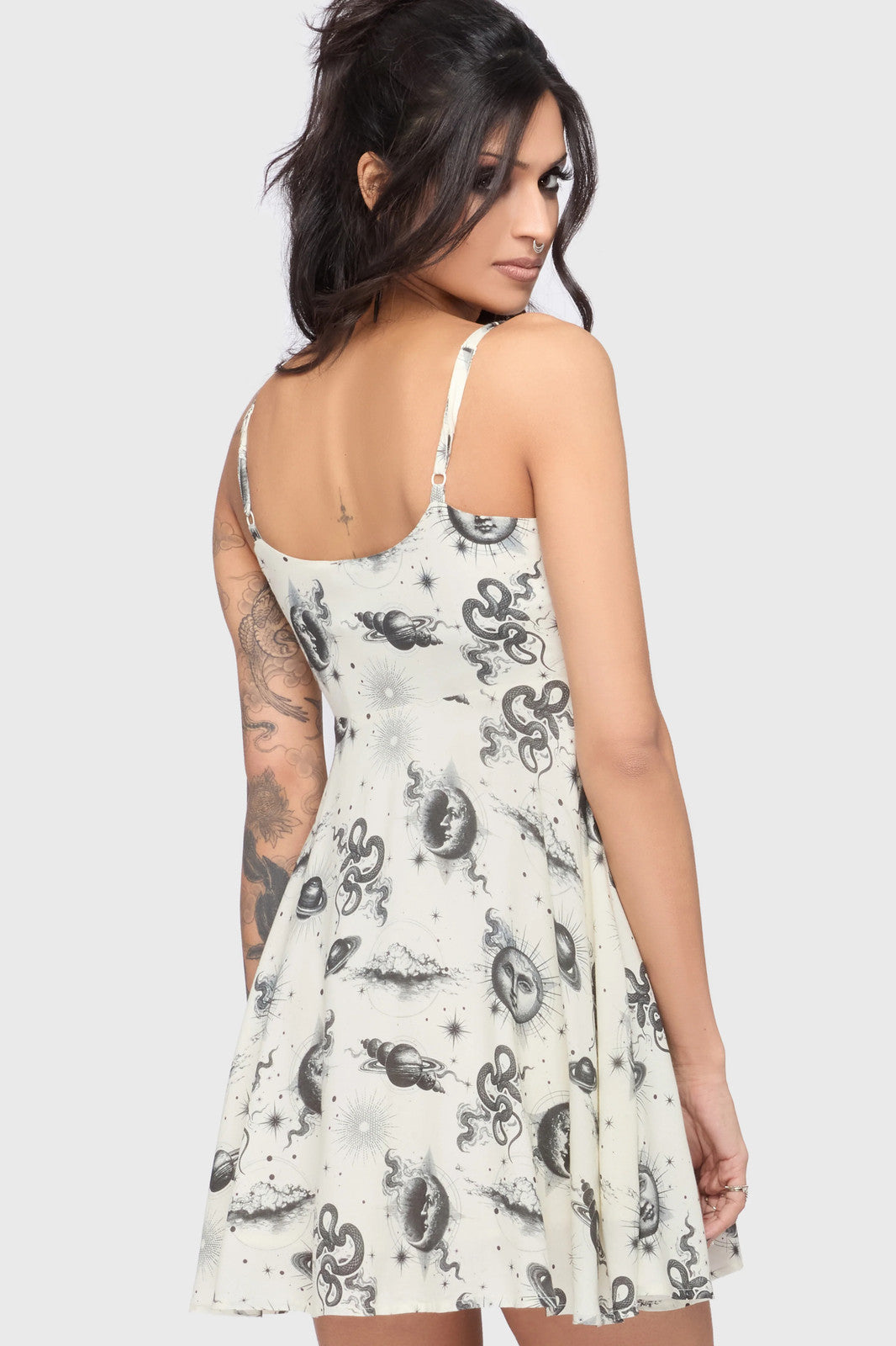 Killstar Celestial Night Mini Dress Womens V-Neck Goth Alternative